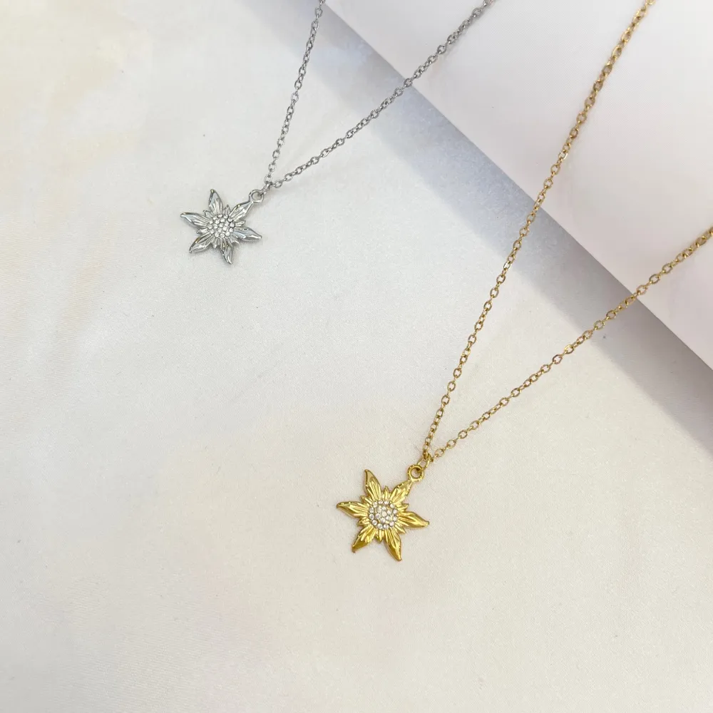 Fiore-Collana Girocollo in Acciaio - CAC-103-AA6074N (Argento)