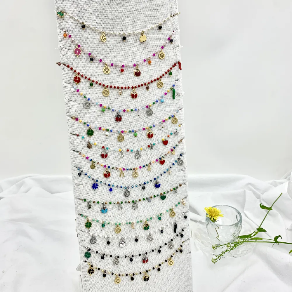 Fortuna Coccinella-Collana Corta in Acciaio e Cristalli - CAC-103-AA618NS