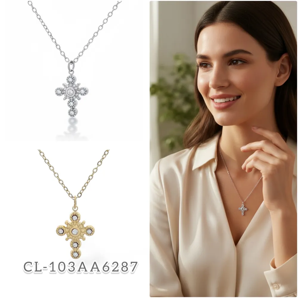 [CAC-103-AA6287N] Croce-Collana Girocollo in Acciaio - CAC-103-AA6287N (Argento)