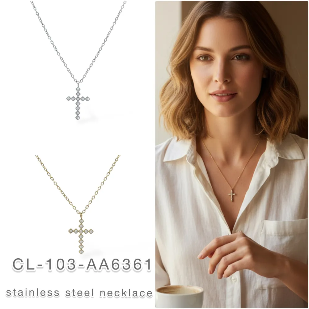 [CAC-103-AA6361N] Croce-Collana Girocollo in Acciaio - CAC-103-AA6361N (Argento)