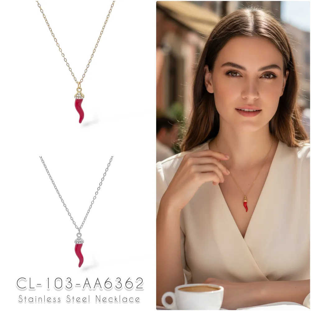 Cornino Piccolo-Collana Girocollo in Acciaio - CAC-103-AA6362N Piccolo (Argento)