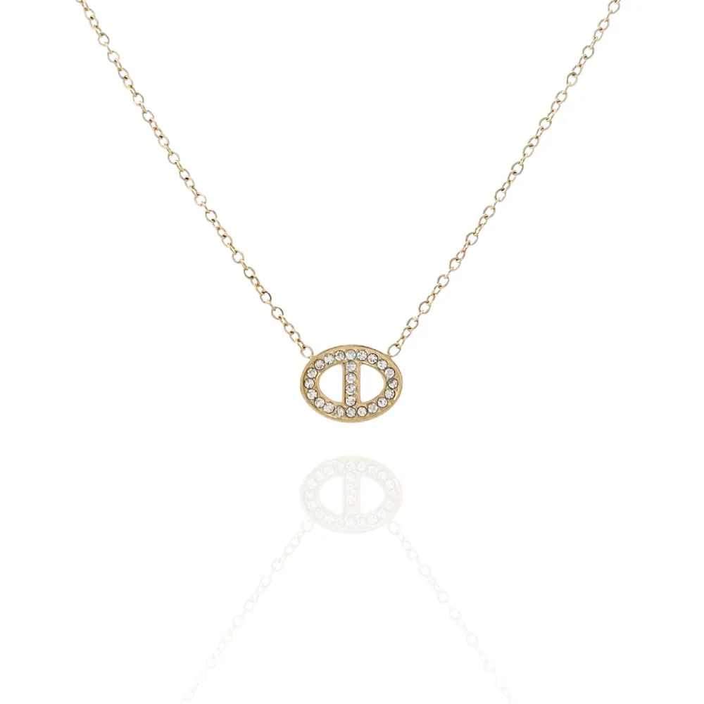 Cerchio Ovale -Collana Corta in Acciaio - CAC-103-AA755N