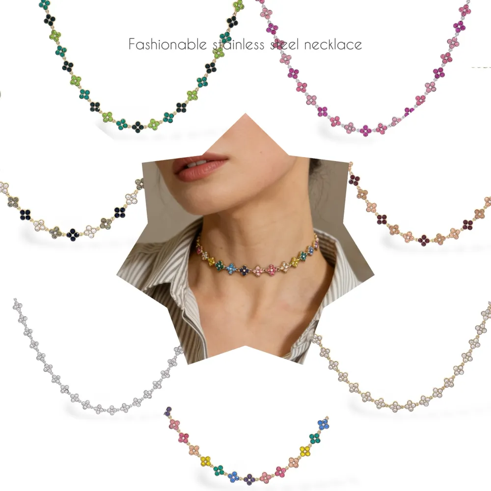 Quadrifoglio-Collana Corta in Acciaio - CAC-103-AA756N 31+12cm