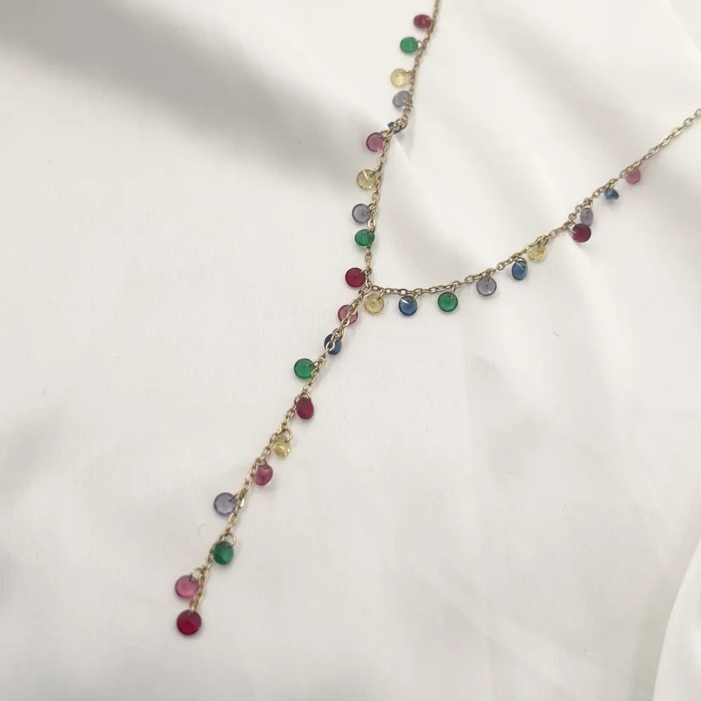 Zirconia Pendente Y-Collana Corta in Acciaio - CAC-103-AA82N (Bianco/Oro Giallo)