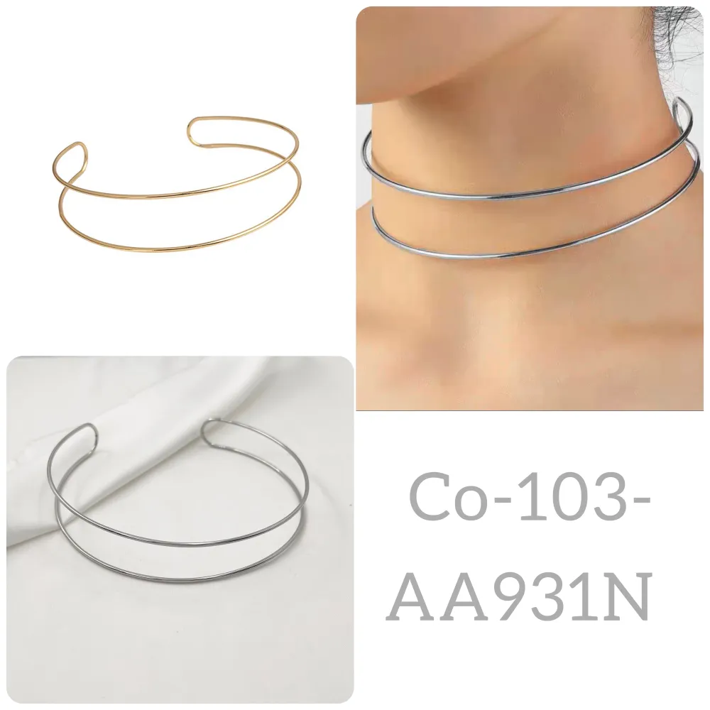Basso-Collana chocker Rigida - CAC-103-AA931N (Oro Giallo)