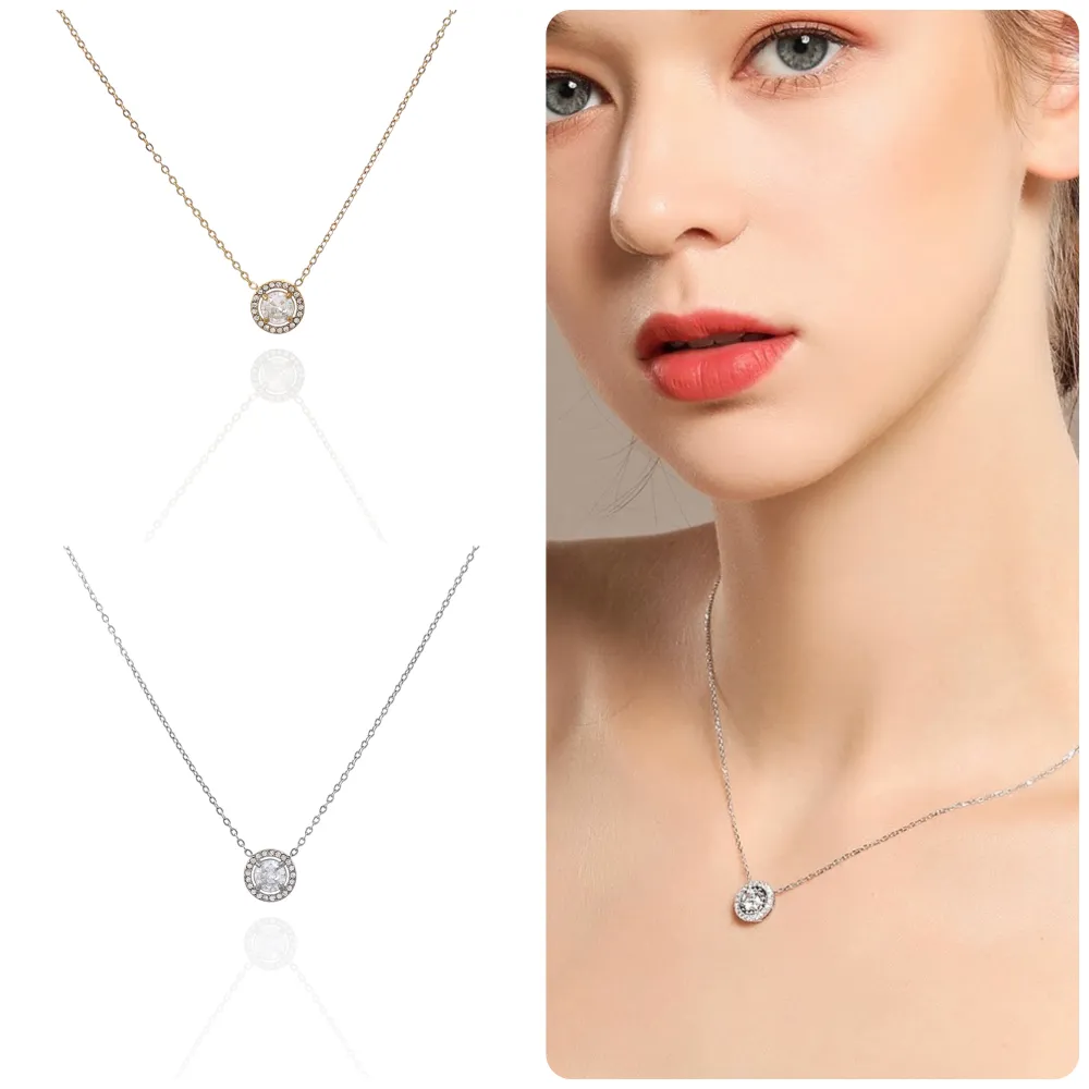 Punto Luce con Strass-Collana Corta in Acciaio - CAC-103-AA997N