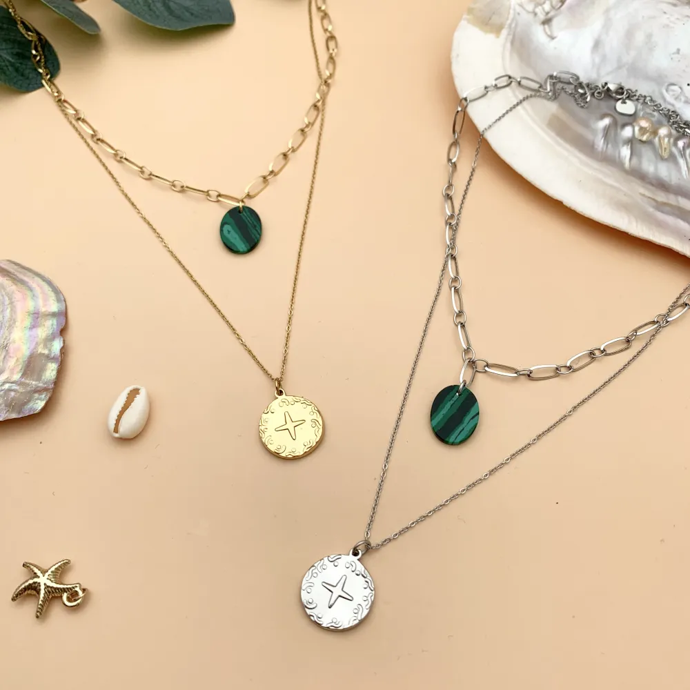 (3 pezzi) Multifilo collana acciaio - CAC-104-SD-94