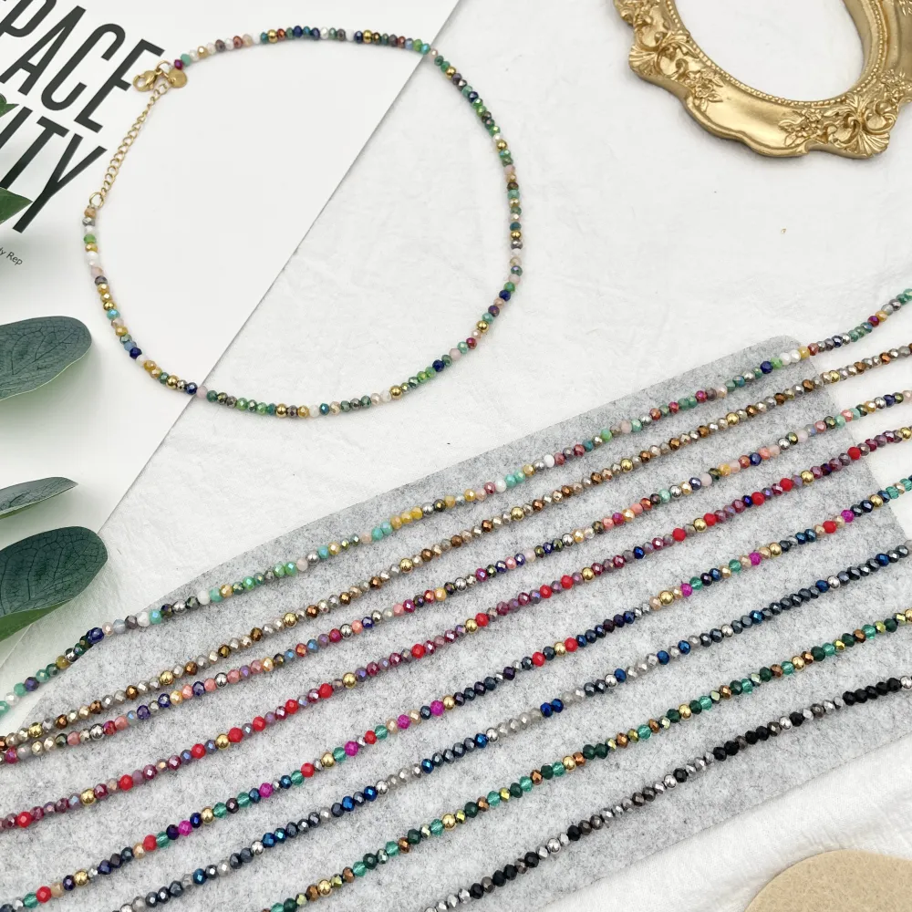 Cristalli Colorati -Collana Corta in Acciaio - CAC-176-449A