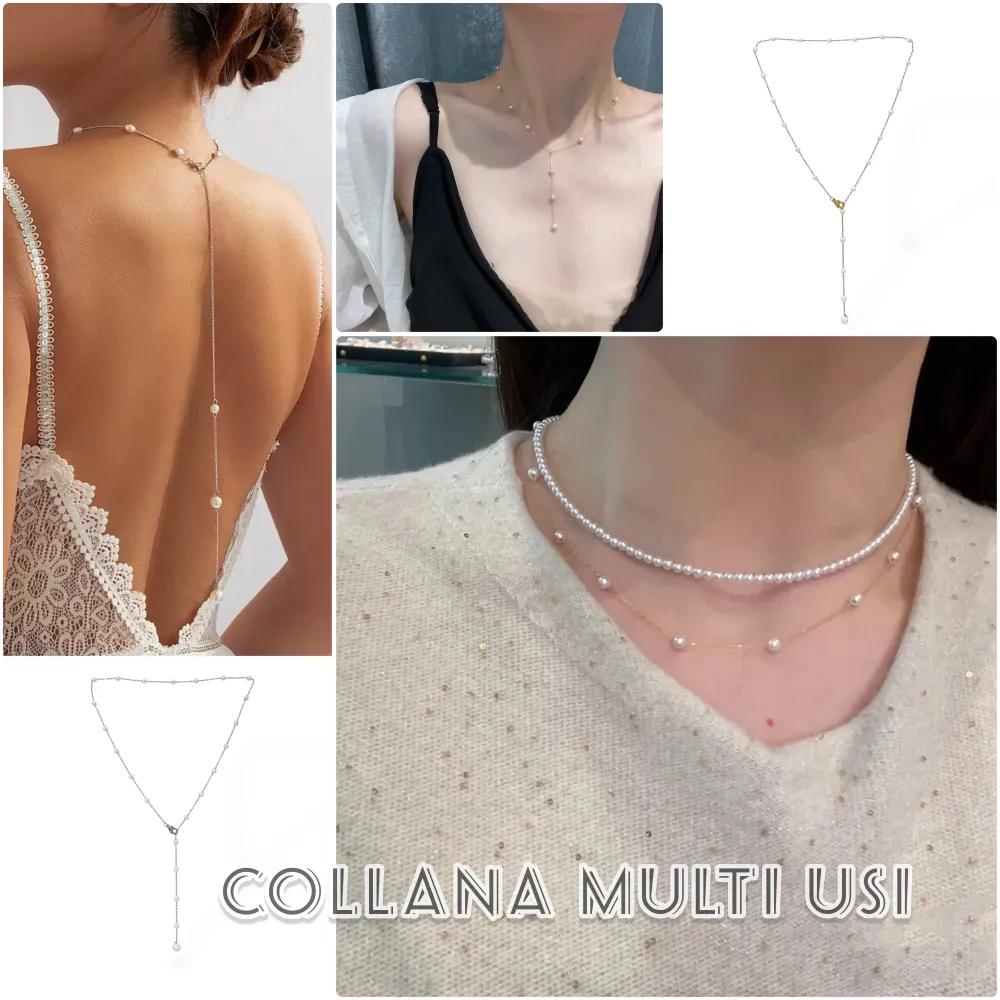 Perla-Collana Corta in Acciaio - CAC-243-55 (Argento)