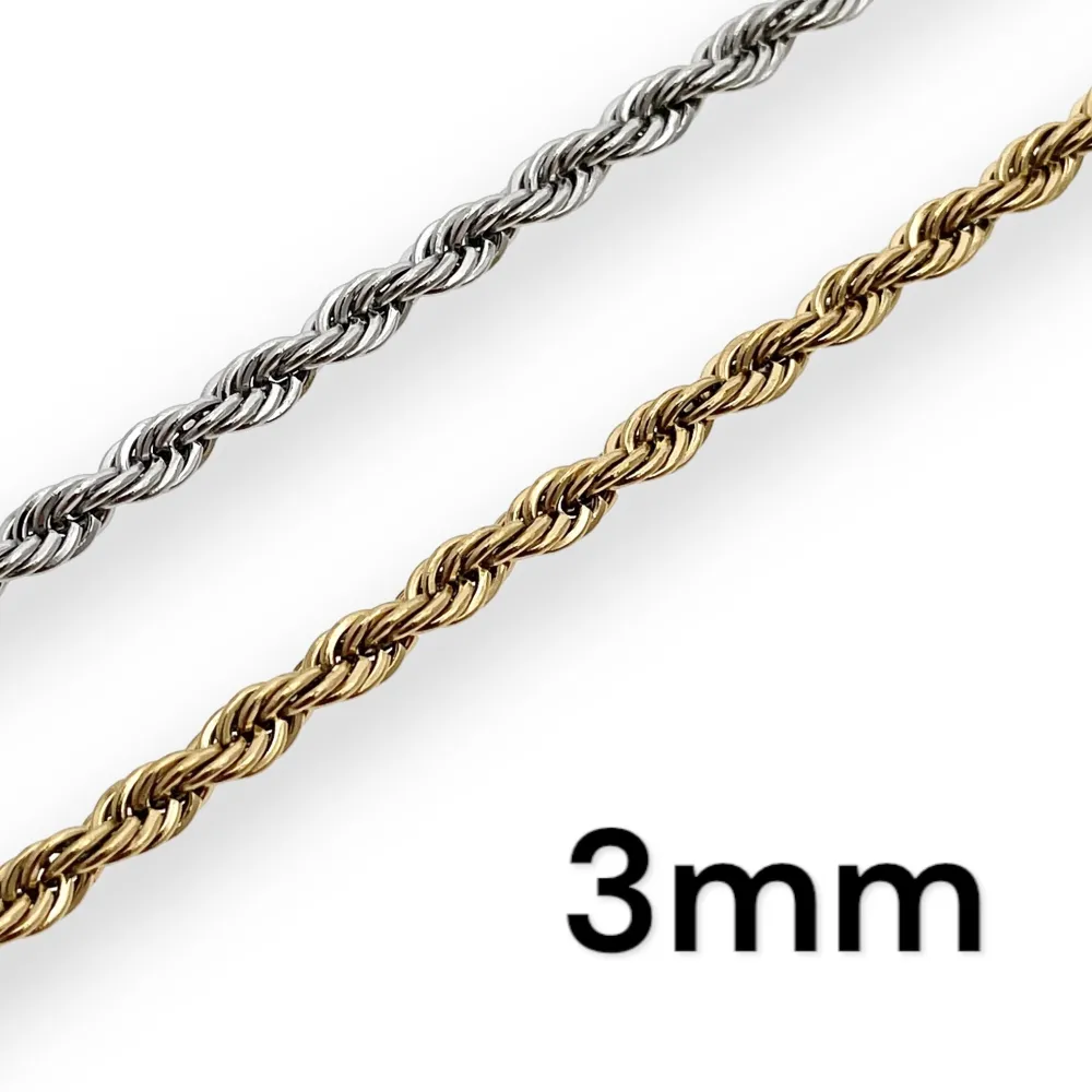 Torchon 3mm-Collana Corta in Acciaio - CAC-413-1584 3mm
