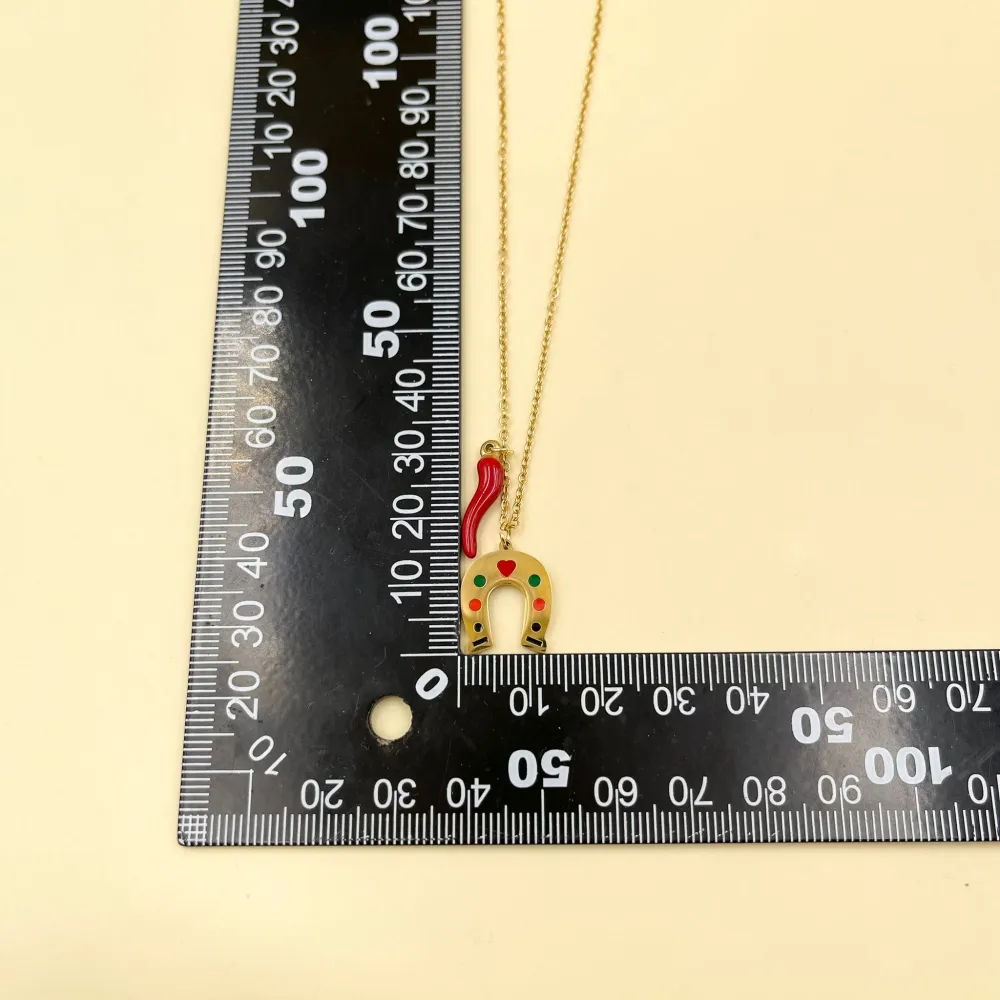 Cornino e Ferro di Cavallo-Collana Corta in Acciaio - CAC-413-1868 (Argento)