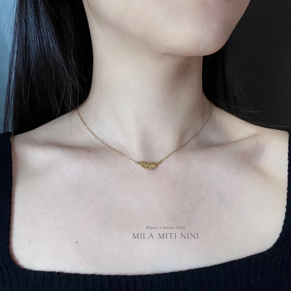 Piuma-Collana Corta in Acciaio - CAC-413-1880