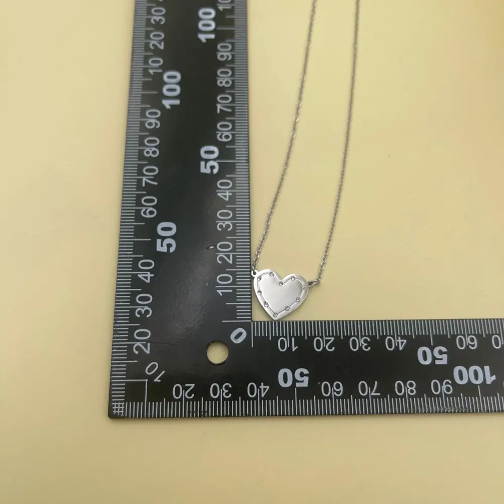 Cuore con Strass-Collana Corta in Acciaio - CAC-413-1881 (Argento)