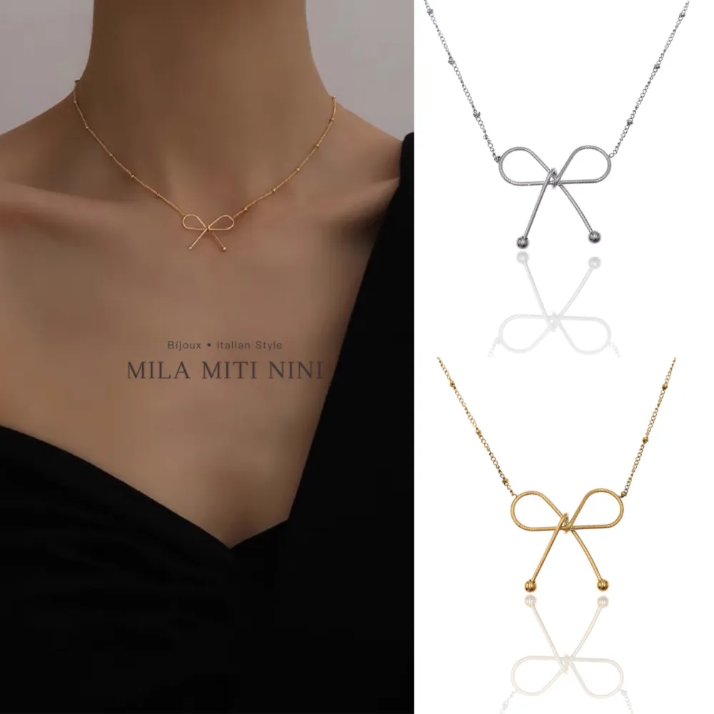 Fiocco-Collana Corta in Acciaio - CAC-413-1883