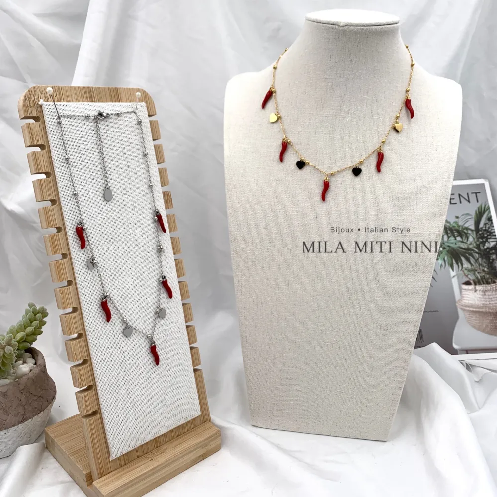 Cuore Cornino-Collana Corta in Acciaio - CAC-413-1924 (Oro Giallo)