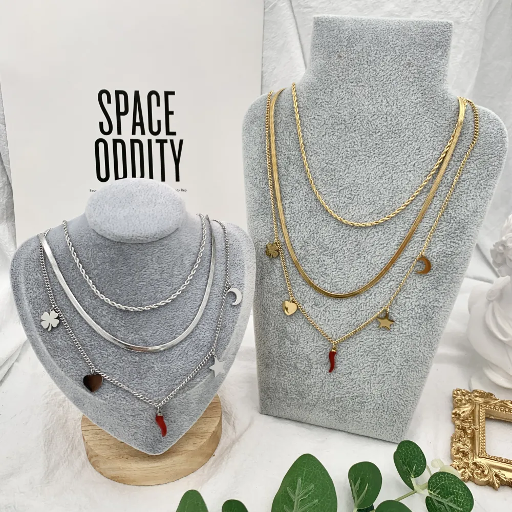 Multifilo Serpente Cornino-Collana Corta in Acciaio - CAC-413-1952 (Oro Giallo)