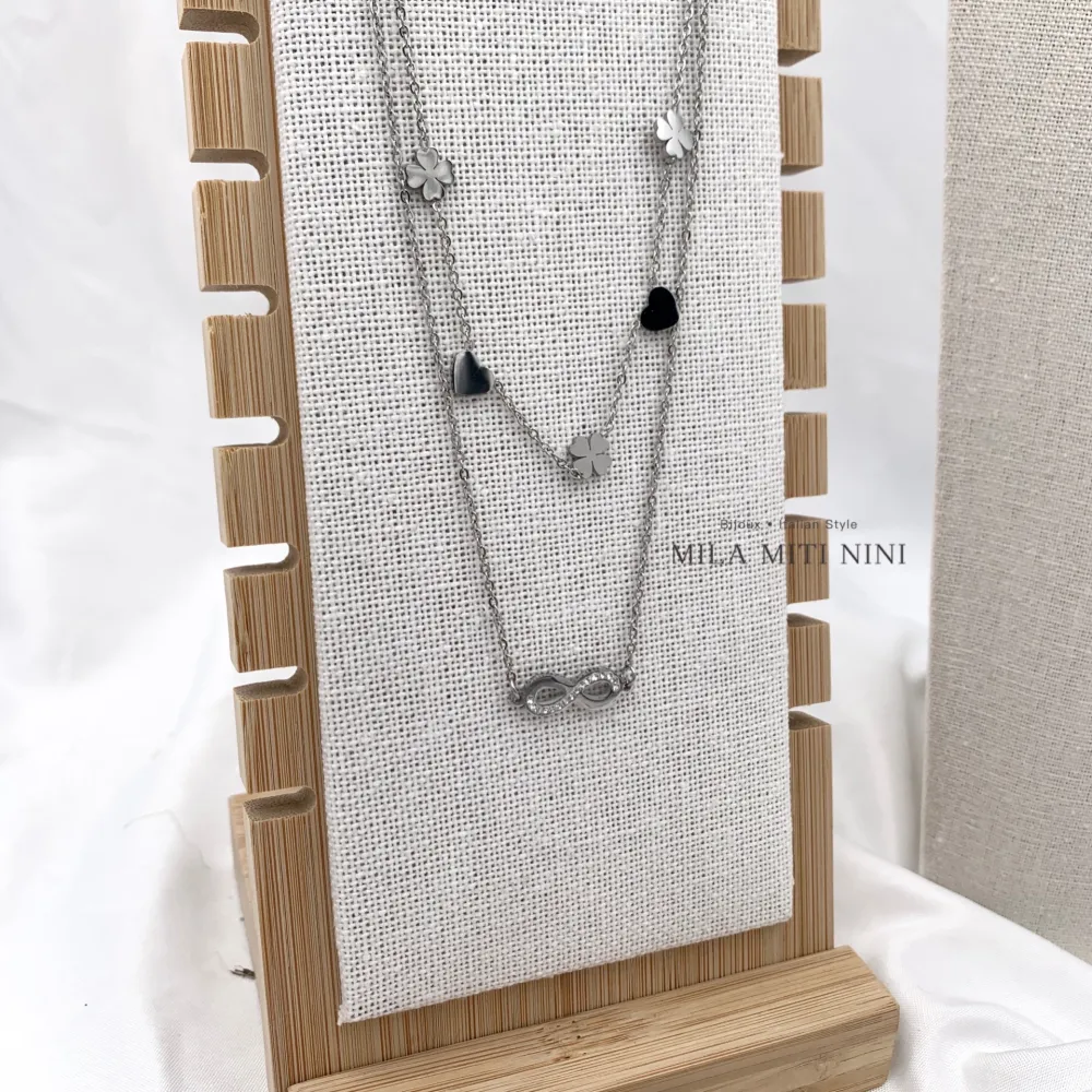 Doppio con Infinito -Collana Corta in Acciaio - CAC-413-1959