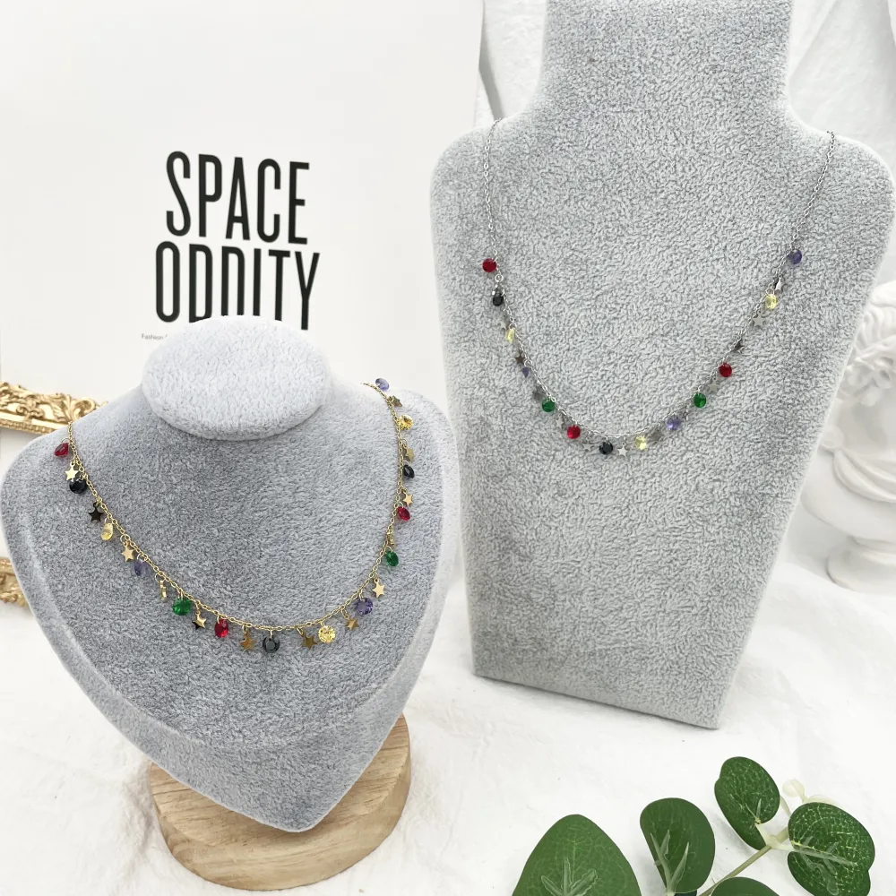 Zirconia e Stella-Collana Corta in Acciaio - CAC-413-2061