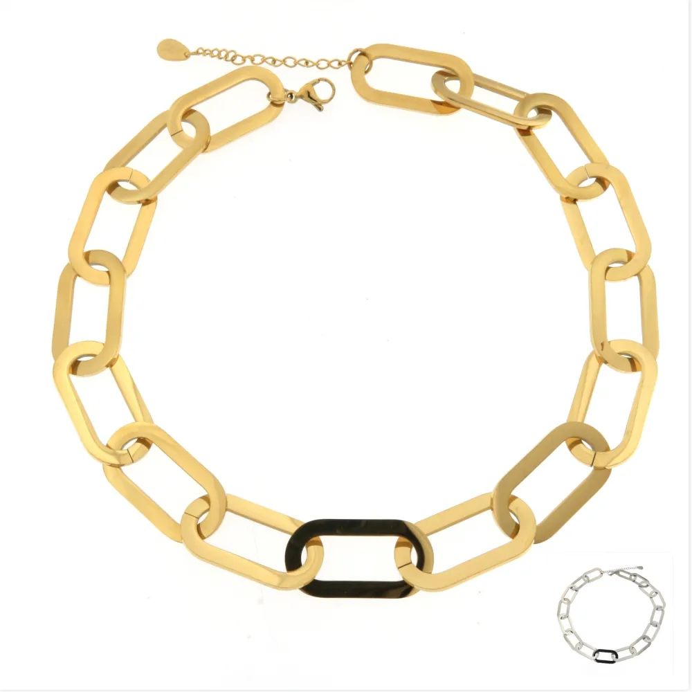 CAC6618-Catena - Collana Corta in Acciaio - CAC-413-2076-1020 (Argento)