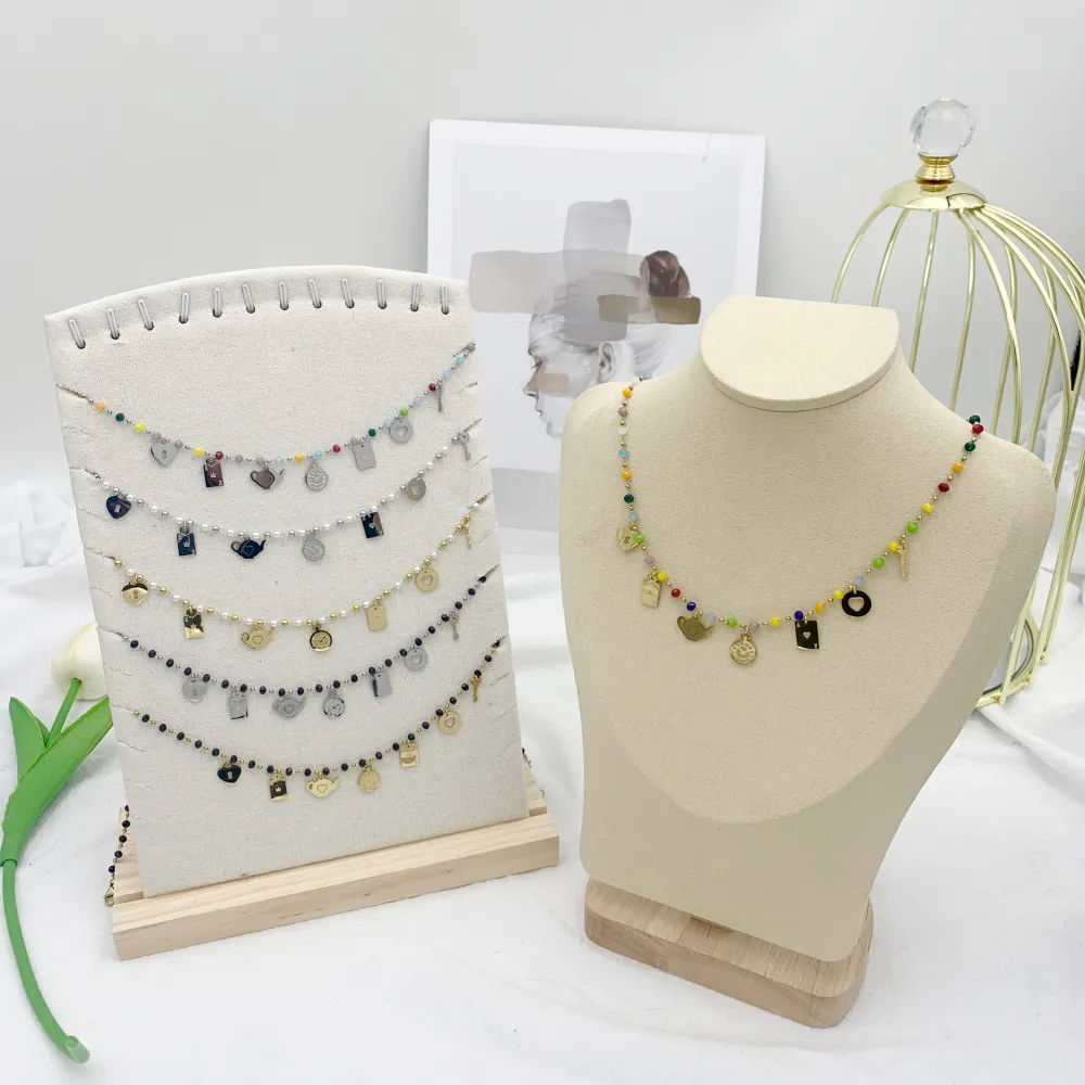 Teiera-Collana Corta in Acciaio e Cristalli - CAC-413-2083