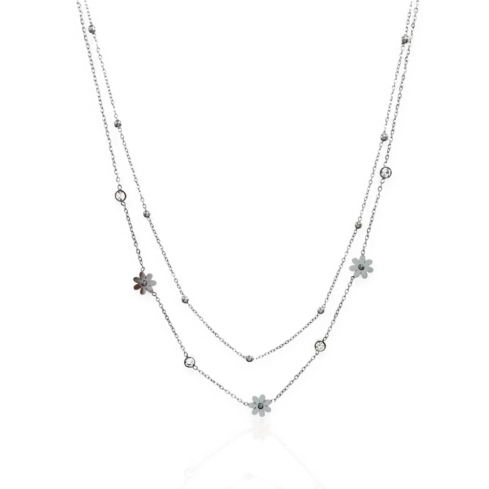 Doppio con Margherita-Collana Corta in Acciaio - CAC-413-2098AA