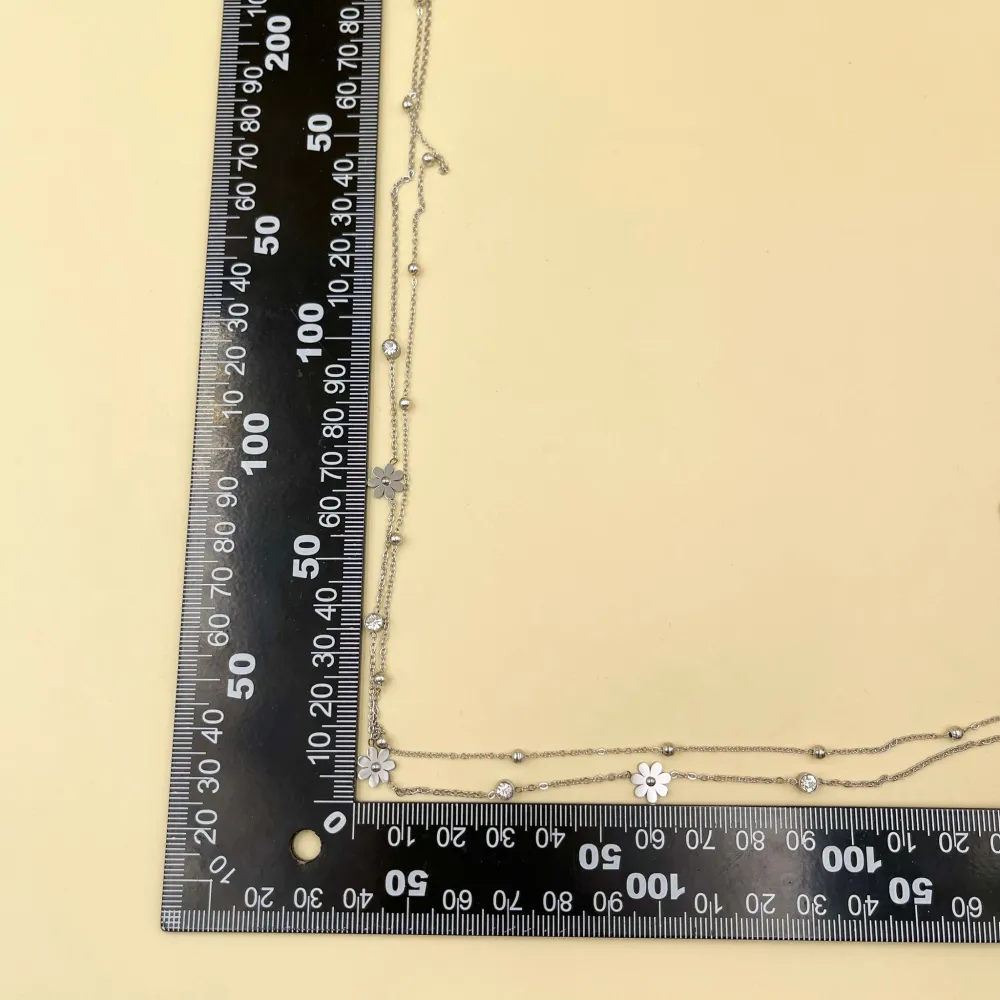 Doppio con Margherita-Collana Corta in Acciaio - CAC-413-2098AA (Argento)