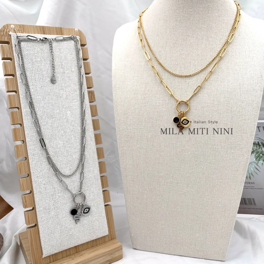 Multifilo Occhio Serpente-Collana Corta in Acciaio - CAC-413-2103 (Oro Giallo)