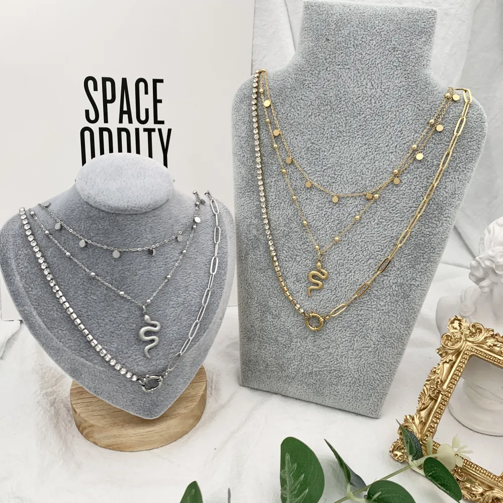 Multifilo Serpente-Collana Corta in Acciaio - CAC-413-2118 (Oro Giallo)