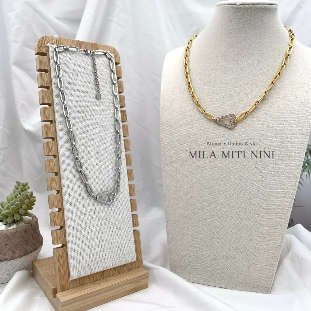 Cuore V -Collana Corta in Acciaio - CAC-413-2119