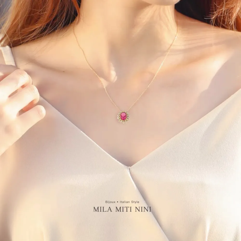 [CAC-413-2121] Pietra Ovale-12Pz Collane Corta in Acciaio + Espositore in Omag - CAC-413-2121