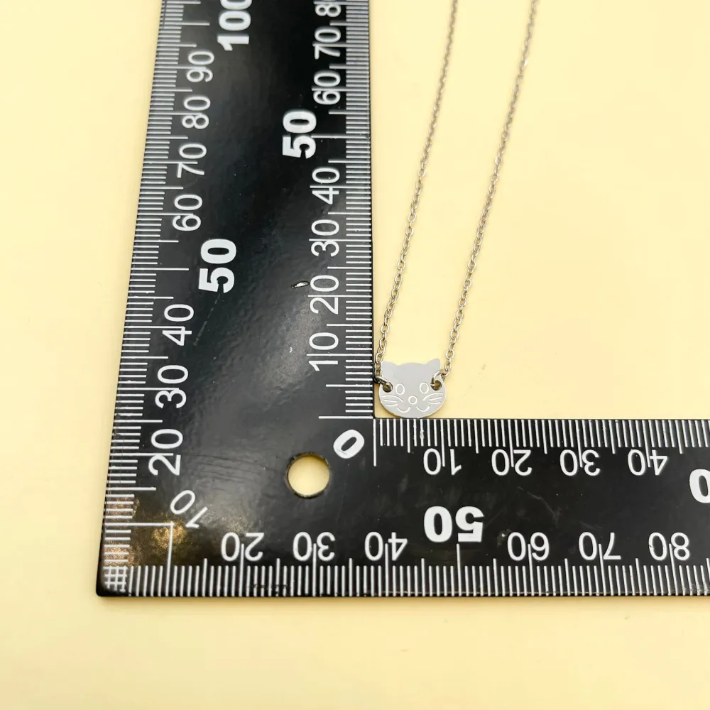 Gatto-Collana Corta in Acciaio - CAC-413-2134 (Argento)