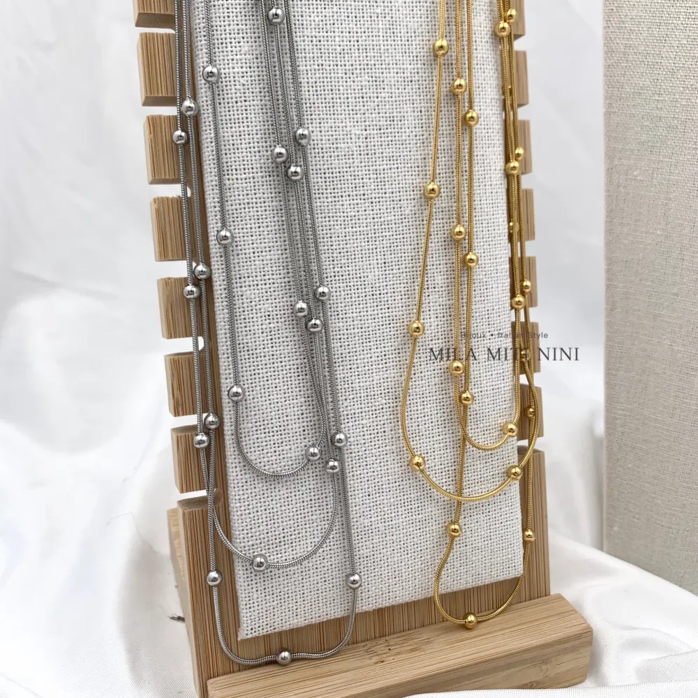 Multifilo Catena con Pallina -Collana Corta in Acciaio - CAC-413-2136