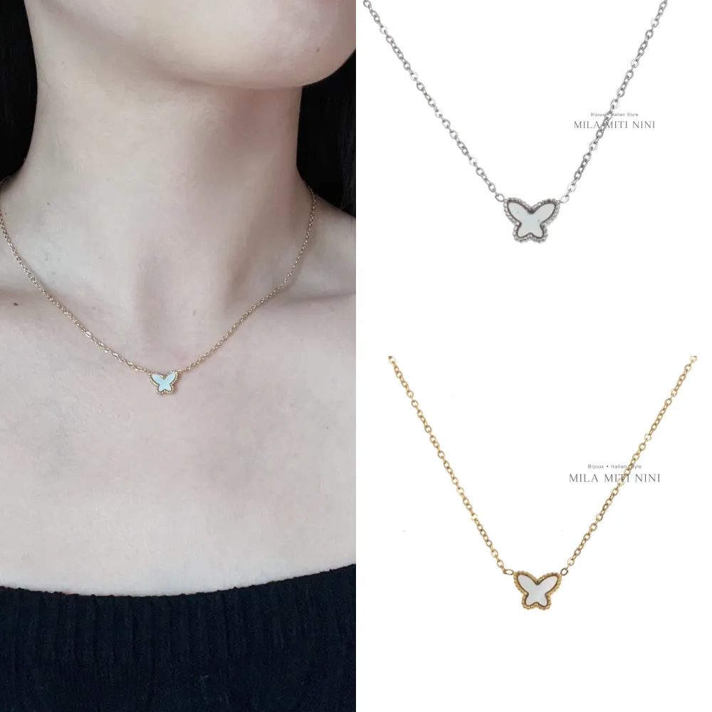 Farfalla-Collana Corta in Acciaio - CAC-413-2153 (Oro Giallo)