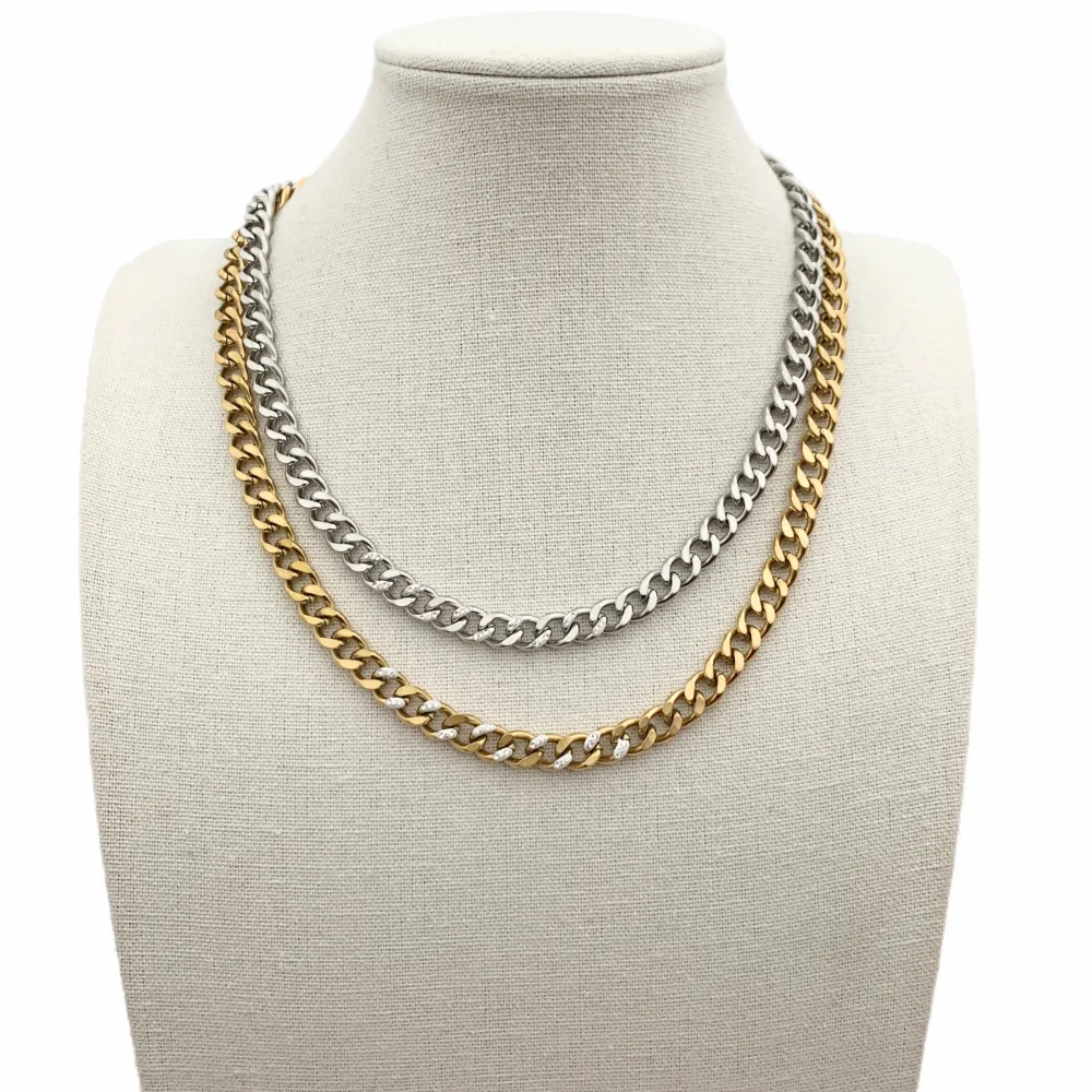 CAC7580-Catena con Strass -Collana Corta in Acciaio - CAC-413-2183