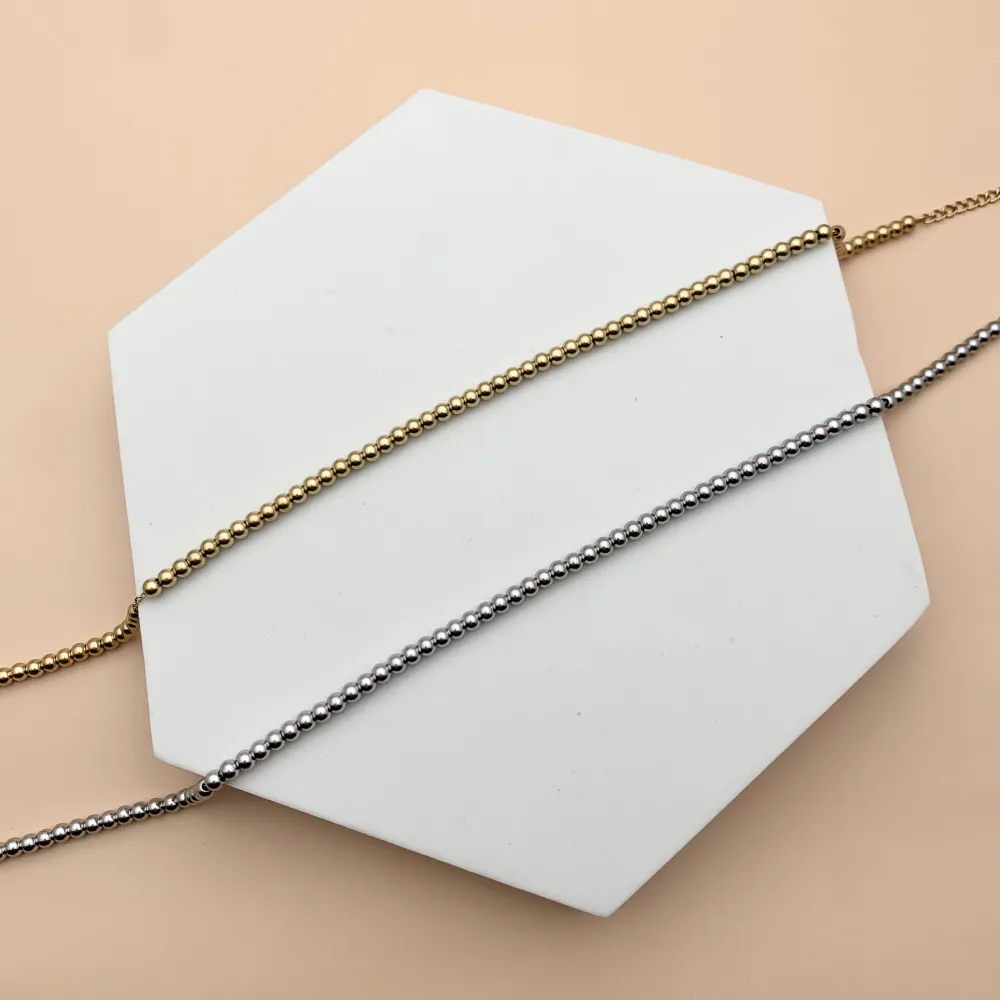 Pallina 4mm-Collana Corta in Acciaio - CAC-413-2185 4mm