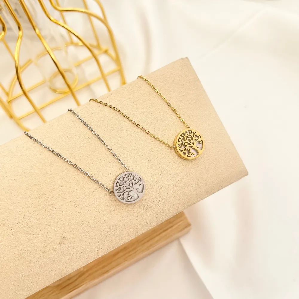 Albero della Vita-Collana Corta in Acciaio - CAC-413-2198