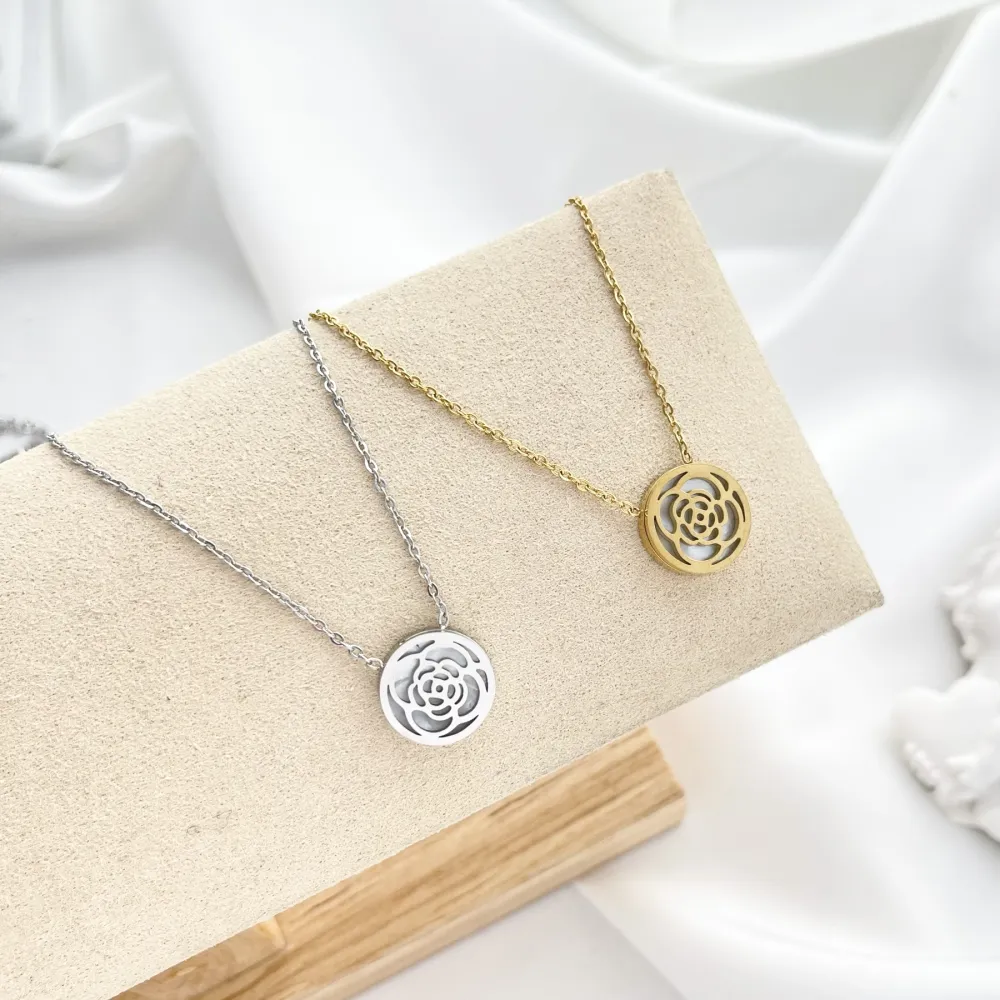 Rosa-Collana Corta in Acciaio - CAC-413-2198S