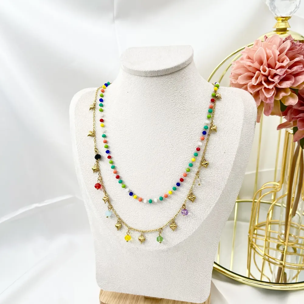 Multifili con Cuore-Collana Corta in Acciaio - CAC-413-2211