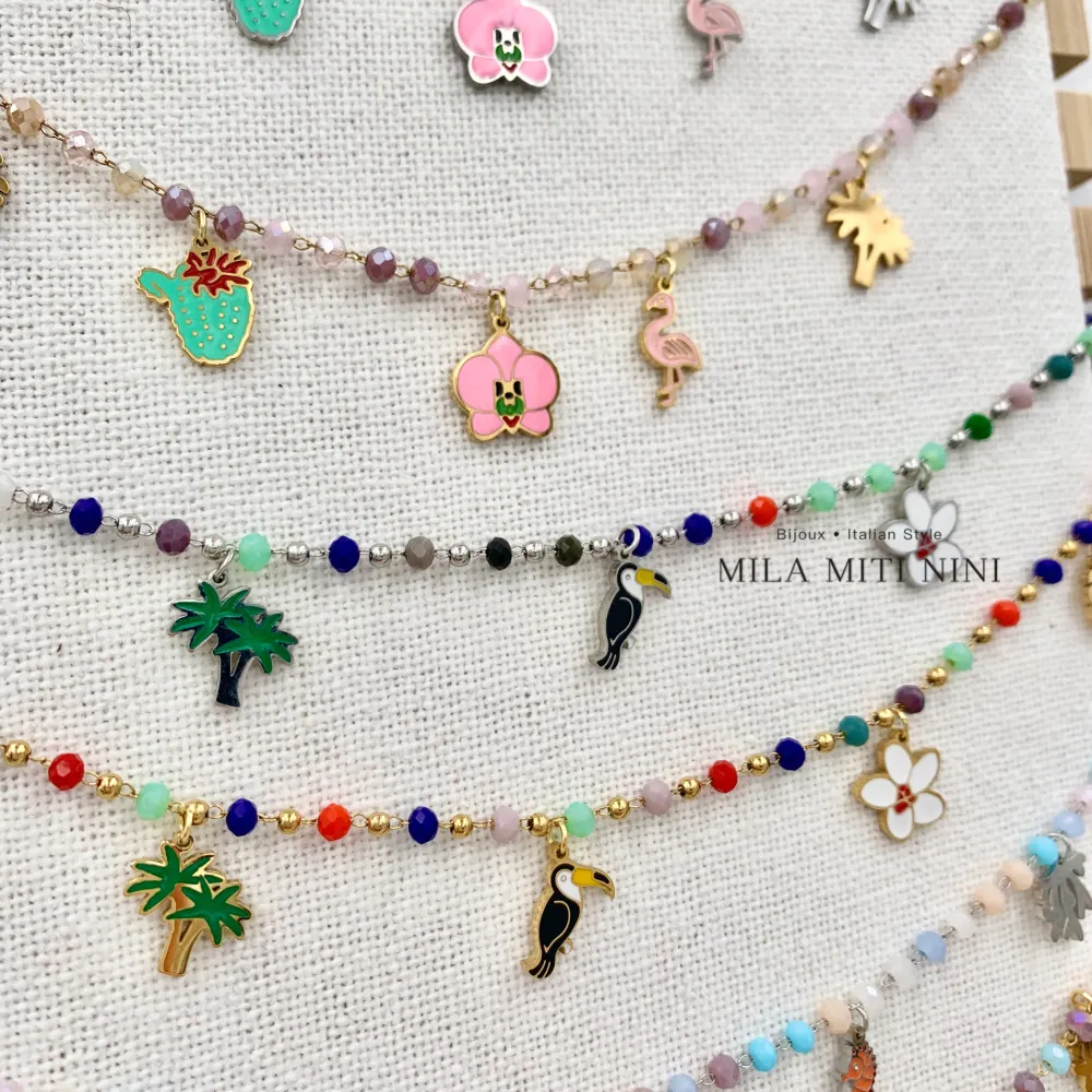 Tropicale Tucano Palma -Collana Corta in Acciaio - CAC-413-2238