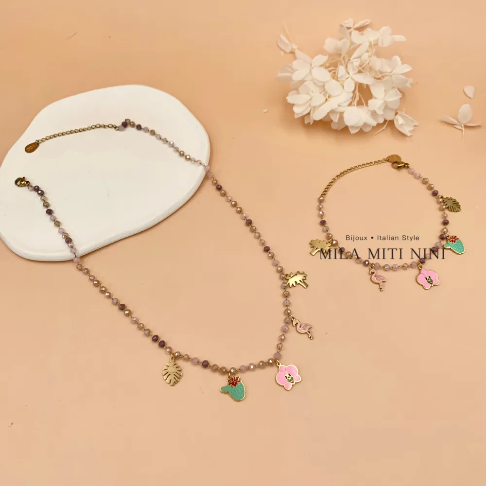 Fenicottero Palma-Collana Corta in Acciaio - CAC-413-2239 (Oro Giallo)