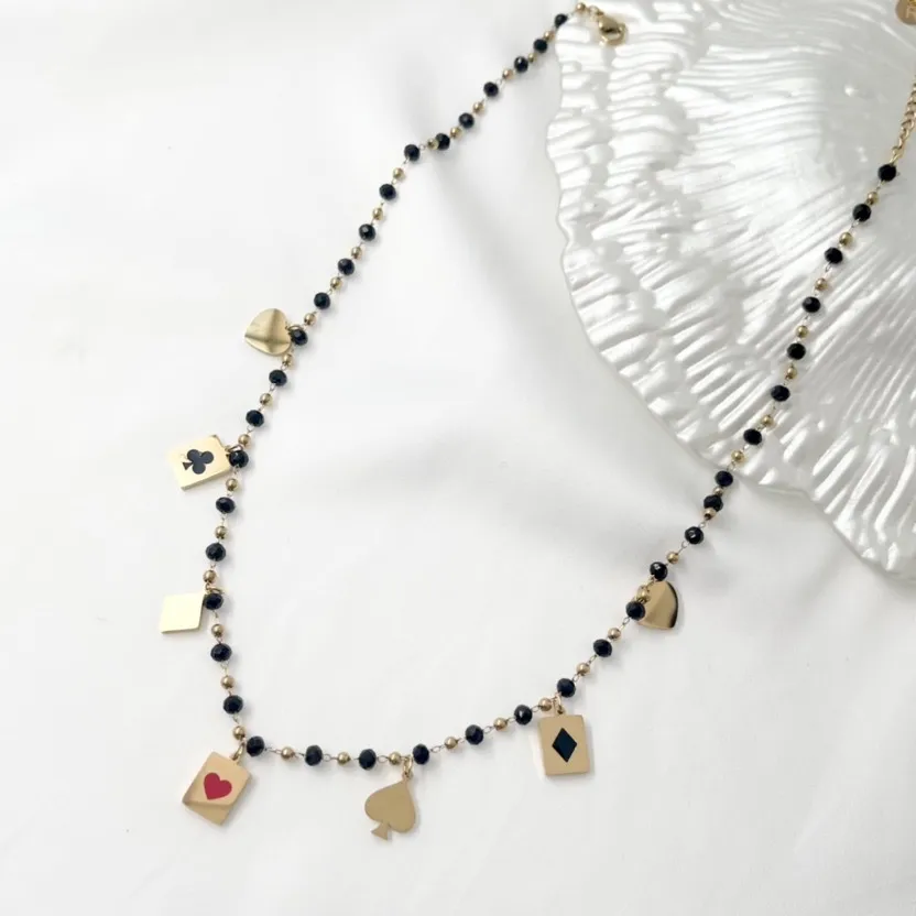 Poker-Collana Corta in Acciaio - CAC-413-2343 (Oro Giallo)