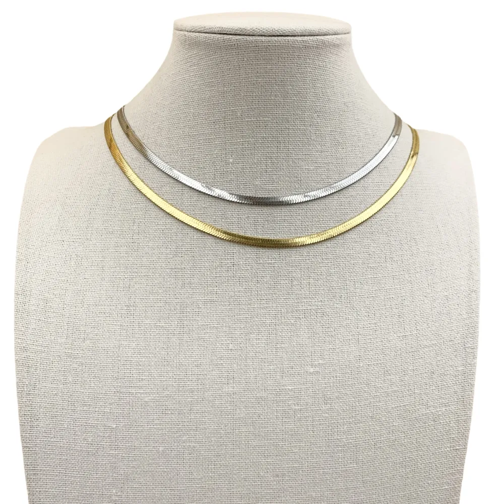 Serpente 4mm-Collana Catena Corta in Acciaio - CAC-413-2381 4mm (Argento)