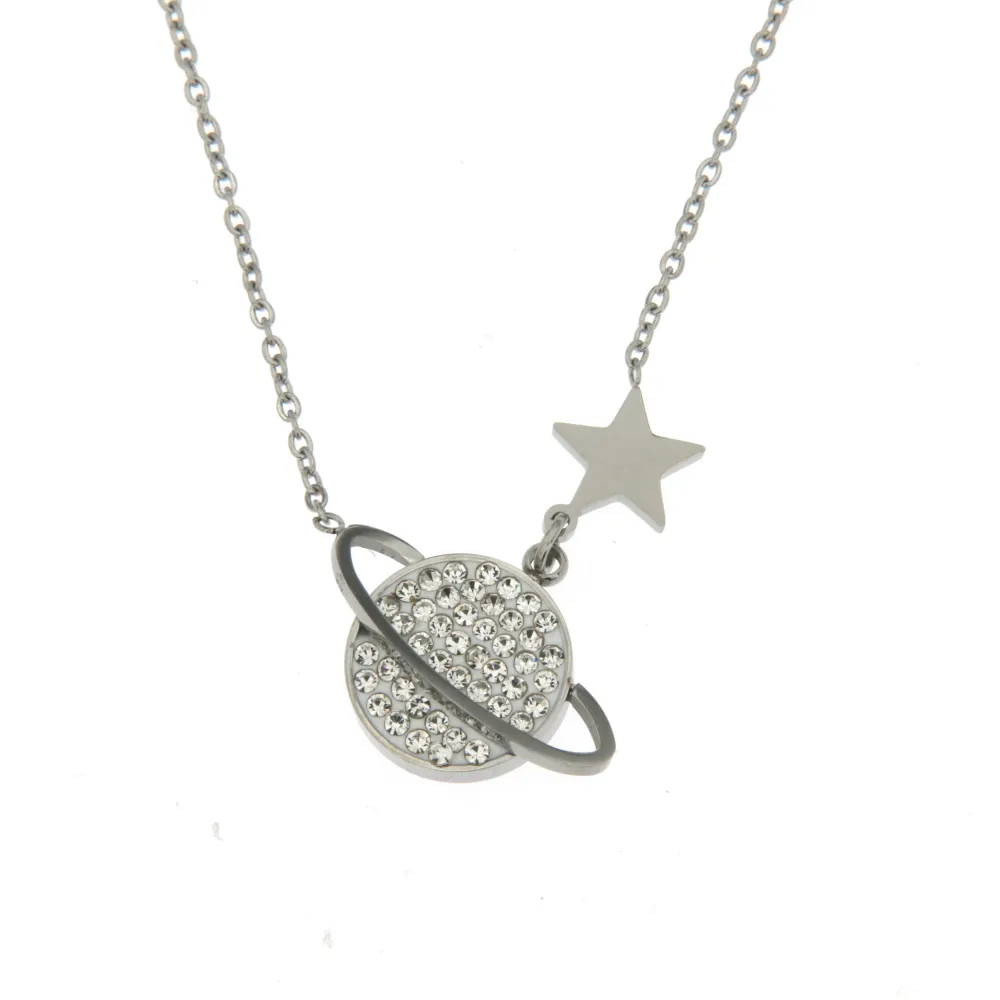 Universo - Girocollo in Acciaio con Strass - CAC-413-249