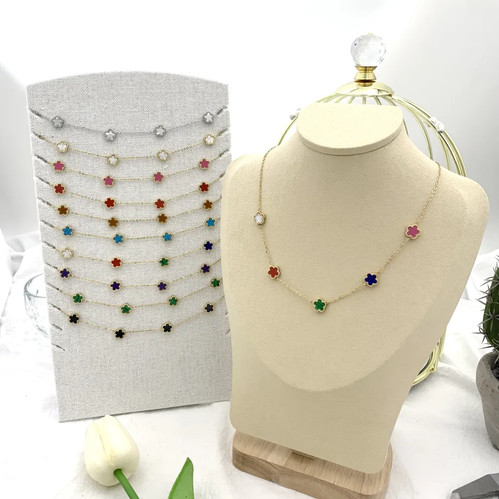 Fiore Piccolo Smaltato-Collana Corta in Acciaio - CAC-413-2522
