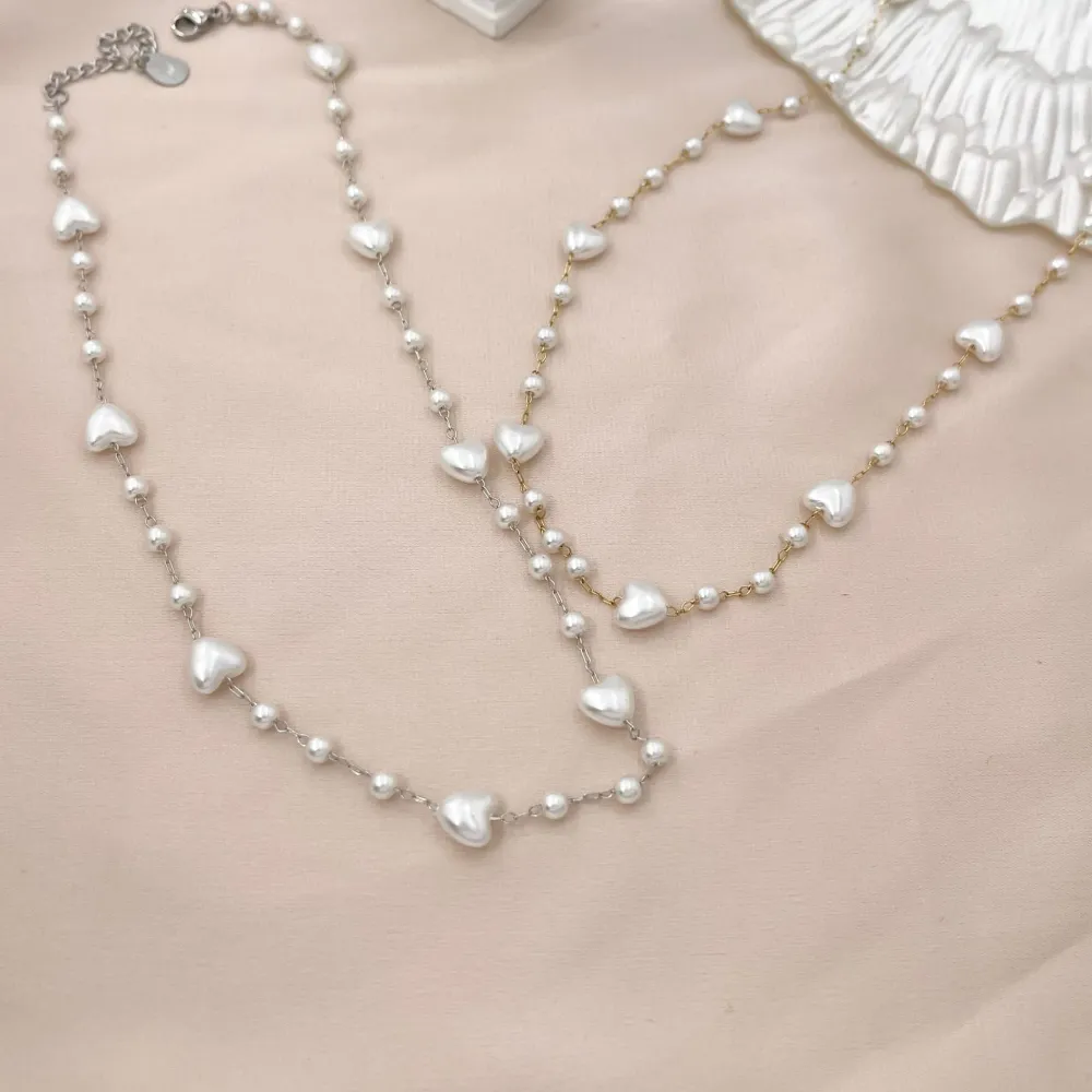 [CAC-413-2545] Perla Cuore-Collana Corta in Acciaio - CAC-413-2545 (MIX)