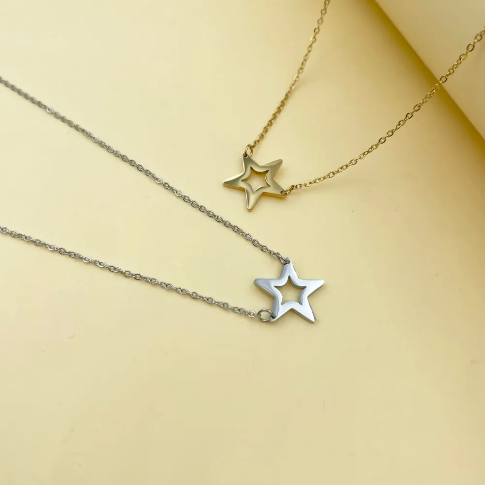 Stella Vuota-Collana Corta in Acciaio - CAC-413-271 (Argento)