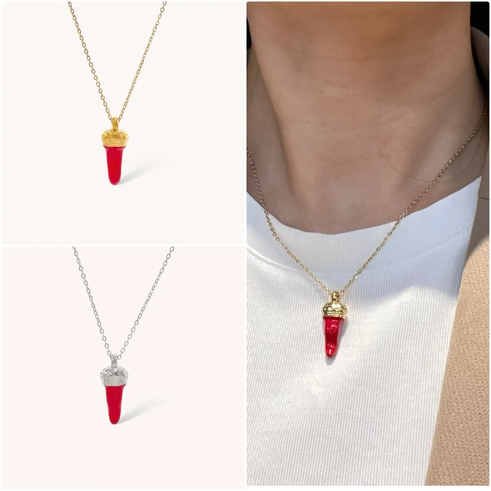 Cornino con Corona-Collana Girocollo in Acciaio - CAC-413-277