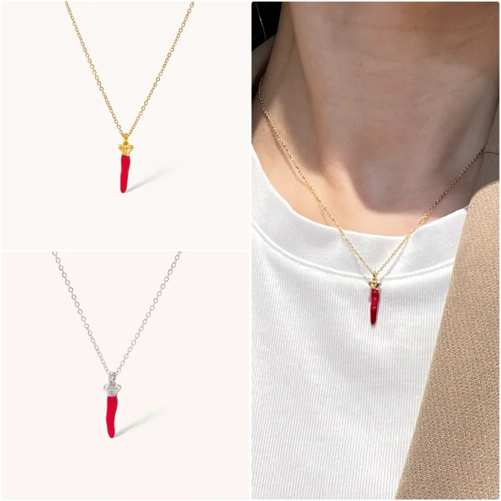 Cornino con Corona-Collana Girocollo in Acciaio - CAC-413-278