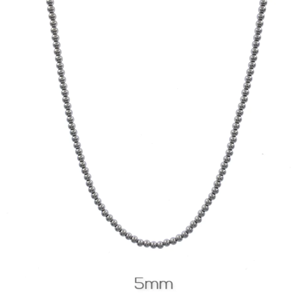 [CAC-413-2845 5mm] CAC7582-Palline 5mm -Collana Corta in Acciaio - CAC-413-2845 5mm