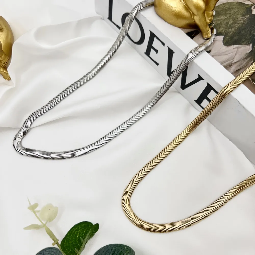 Serpente 5mm-Collana Catena Corta in Acciaio - CAC-413-3519-A (Argento)